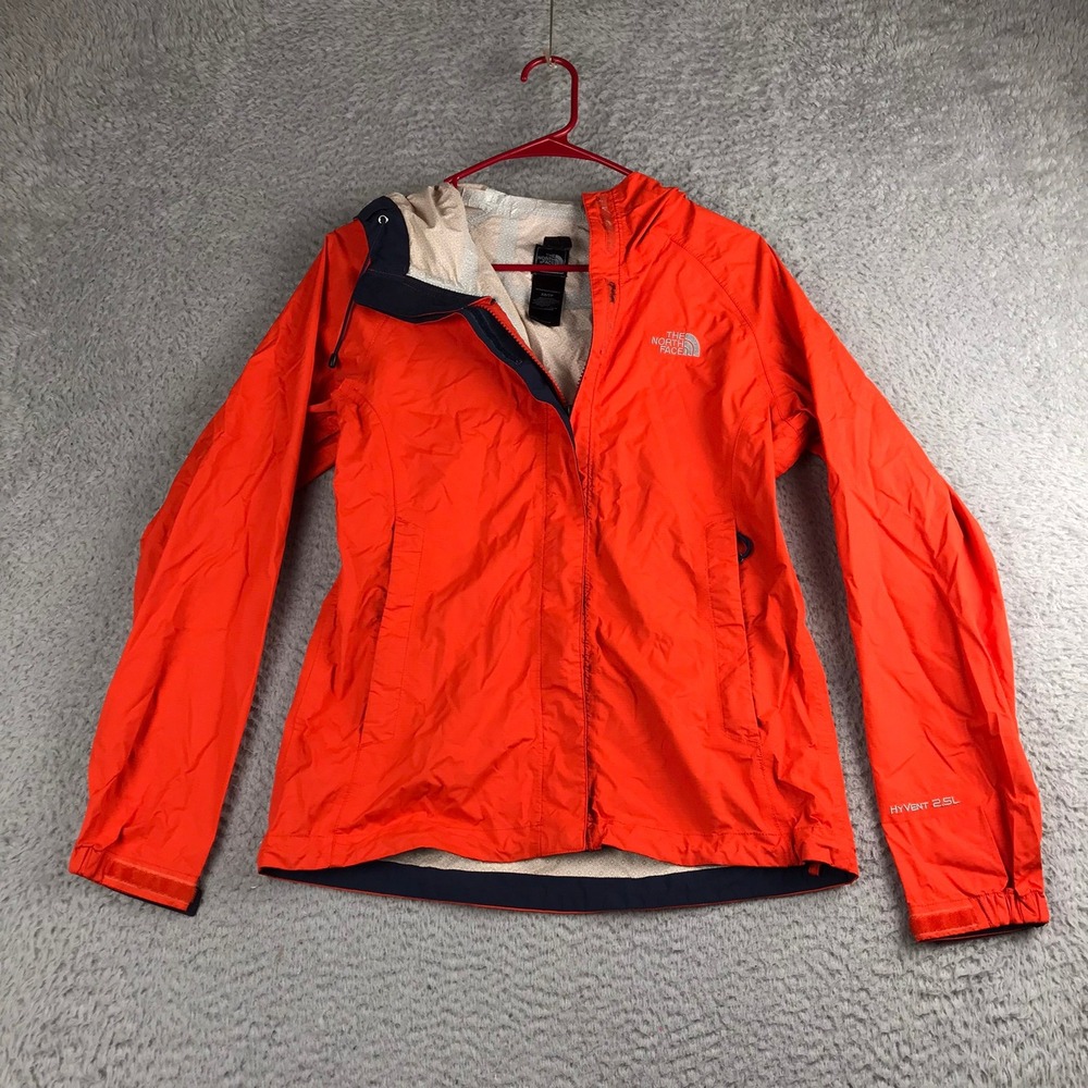 The North Face Venture Rain Jacket Womens XS Orange HyVent 2.5L Hood Waterproof